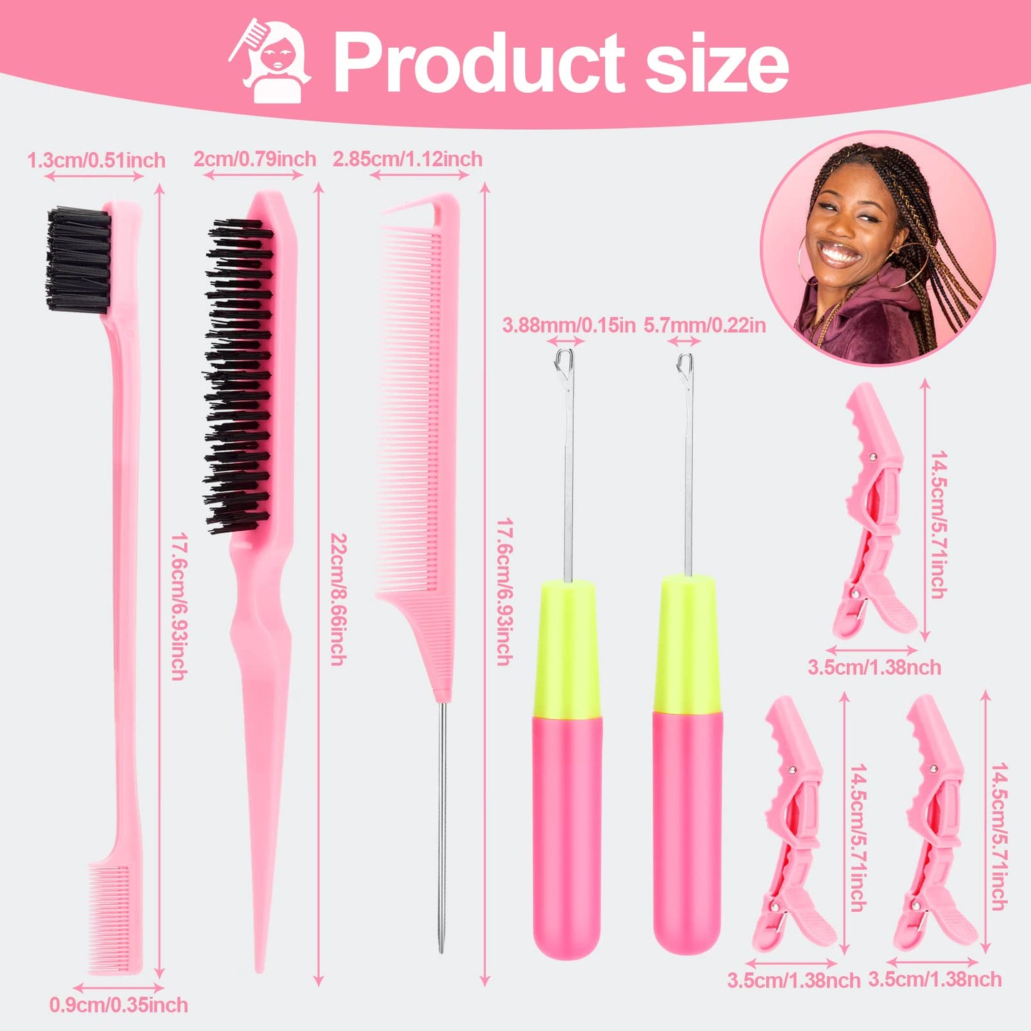 Crochet Hooks for Hair Set with 2pcs Different Size Crochet Needle, Latch Hook for Passion Twist Crochet Hair Extensions