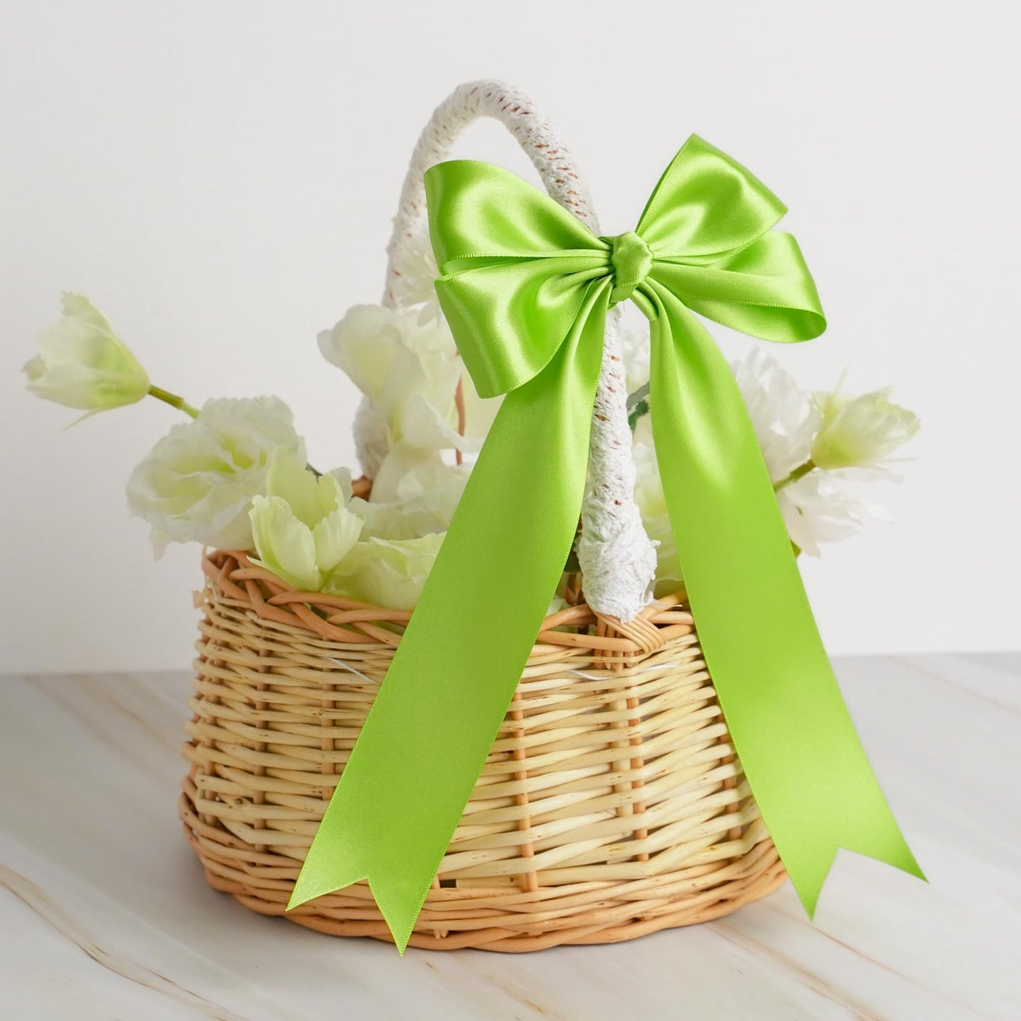 Lime Satin Ribbon 1-1/2 inch Lime Ribbon Double Faced Satin Ribbon by 50 Yards Lime Green Ribbon for Christmas Tree, Wreaths, Crafts, Satin Weddings, Flower Bouquet, Holiday Decorating