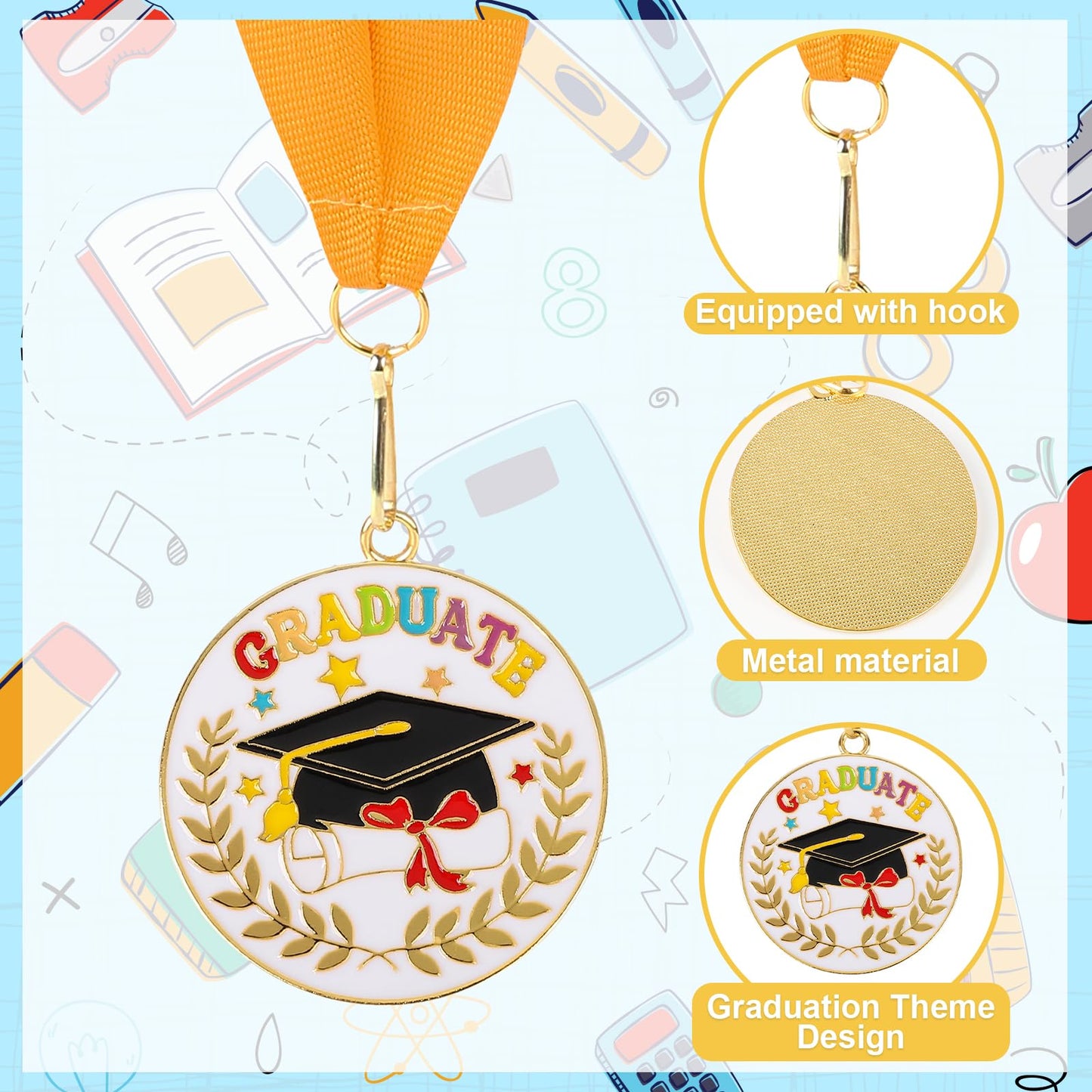 Kindergarten Graduation Medal for Kids Preschool Pre-k Graduation Award Medals with Neck Ribbon for School Student Graduation Party Gifts Favors(Metal, 2 Inch)