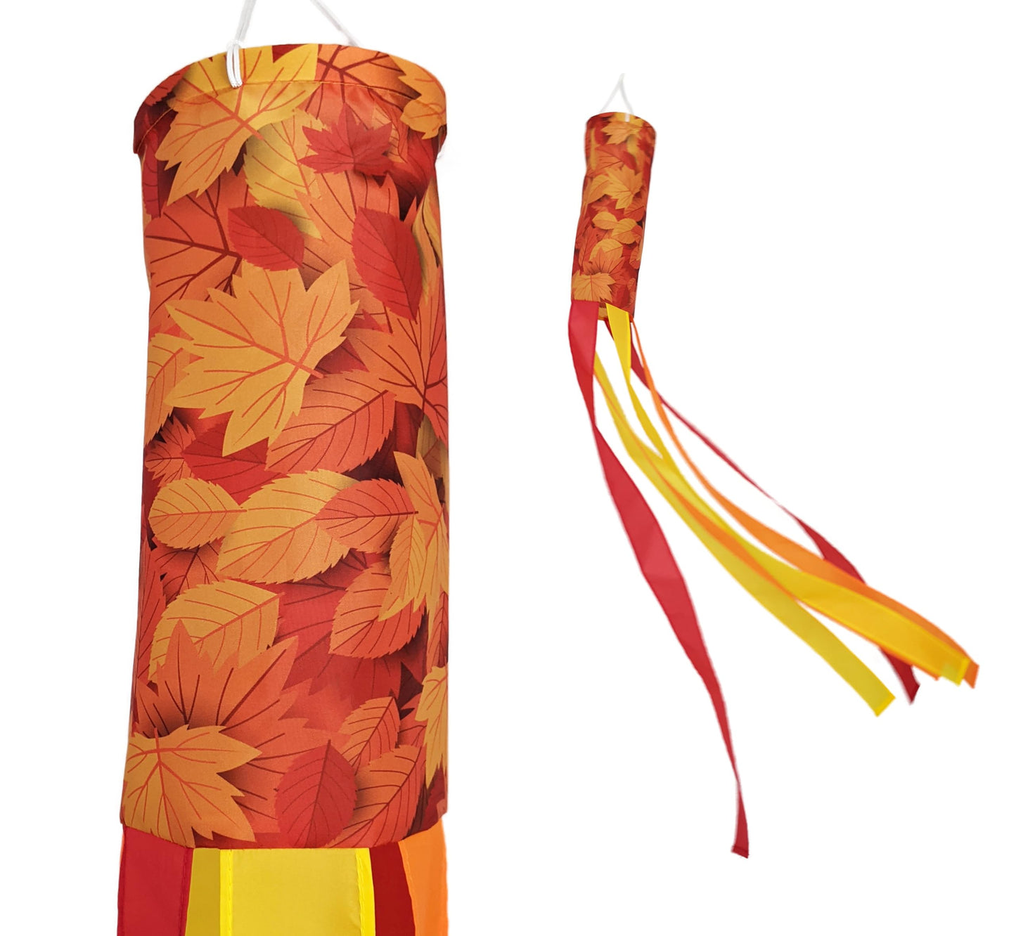 Fall Leaves Windsock | Durable Outdoor Hanging Wind Decoration | Patio, Porch, Yard | 48 Inch