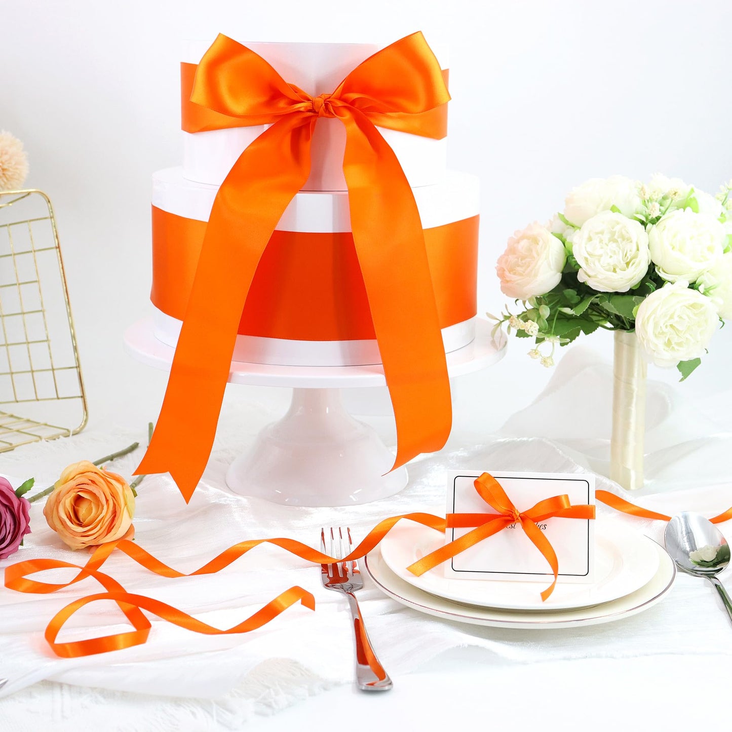 1-1/2 Inch Wide Solid Color Double Sided Polyester Satin Ribbon 20 Colors X 2 Yard Each Total 40 Yds Per Package