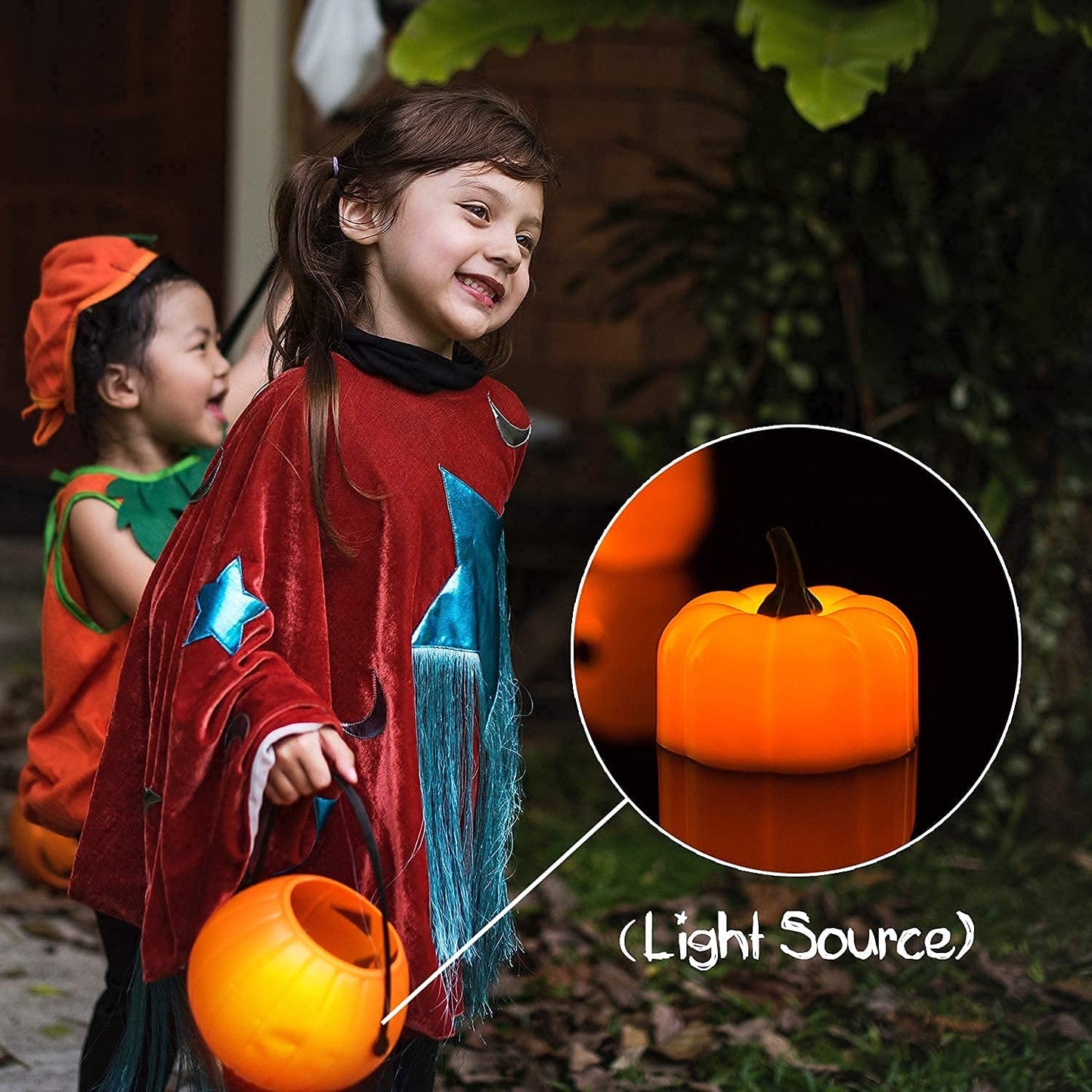 Homemory 12 Pack LED Pumpkin Lights, Halloween Pumpkins Battery Operated, Pumpkin Tea Lights, Light Up Jack O’ Lanterns for Halloween Decoration, Orange