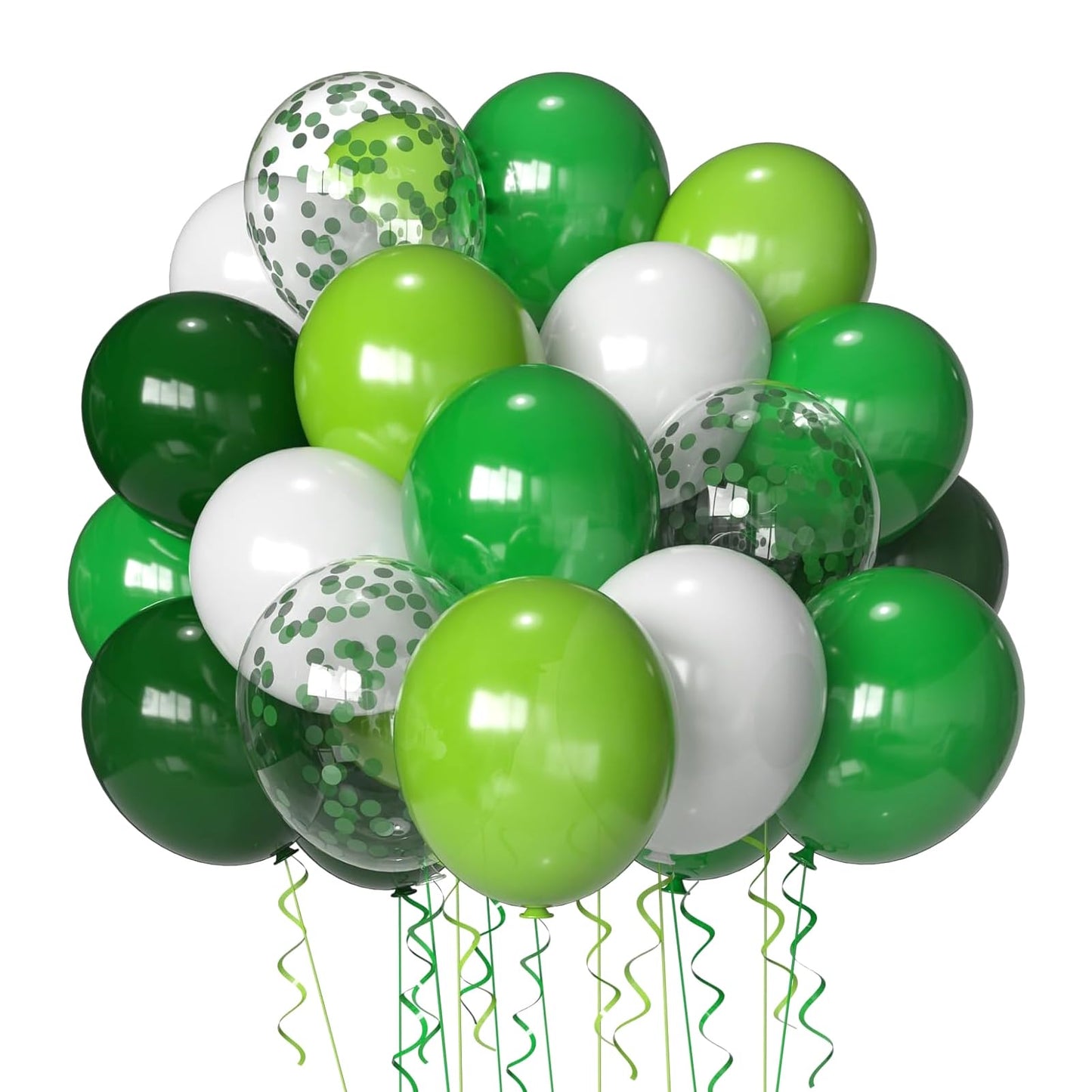 Green Balloons Dark Green Balloon Set, 50 Pcs 12 inch Different Shades Emerald Green Lime Green Confetti Latex Balloons For Jungle Safari Party Supplies