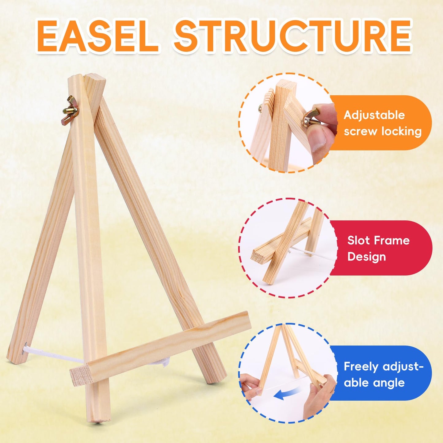 6 Pack 9 Inch Wood Easels for Painting Canvases Tabletop Painting Easels Art and Crafts Display Tripod for Artists Portable Canvas Photo Picture Sign Holder for Student