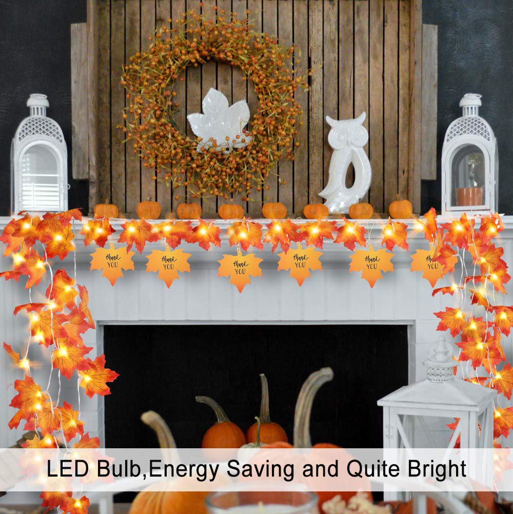 50 LED 16.4Ft Thanksgiving Decor Fall Garland String Lights with Timer