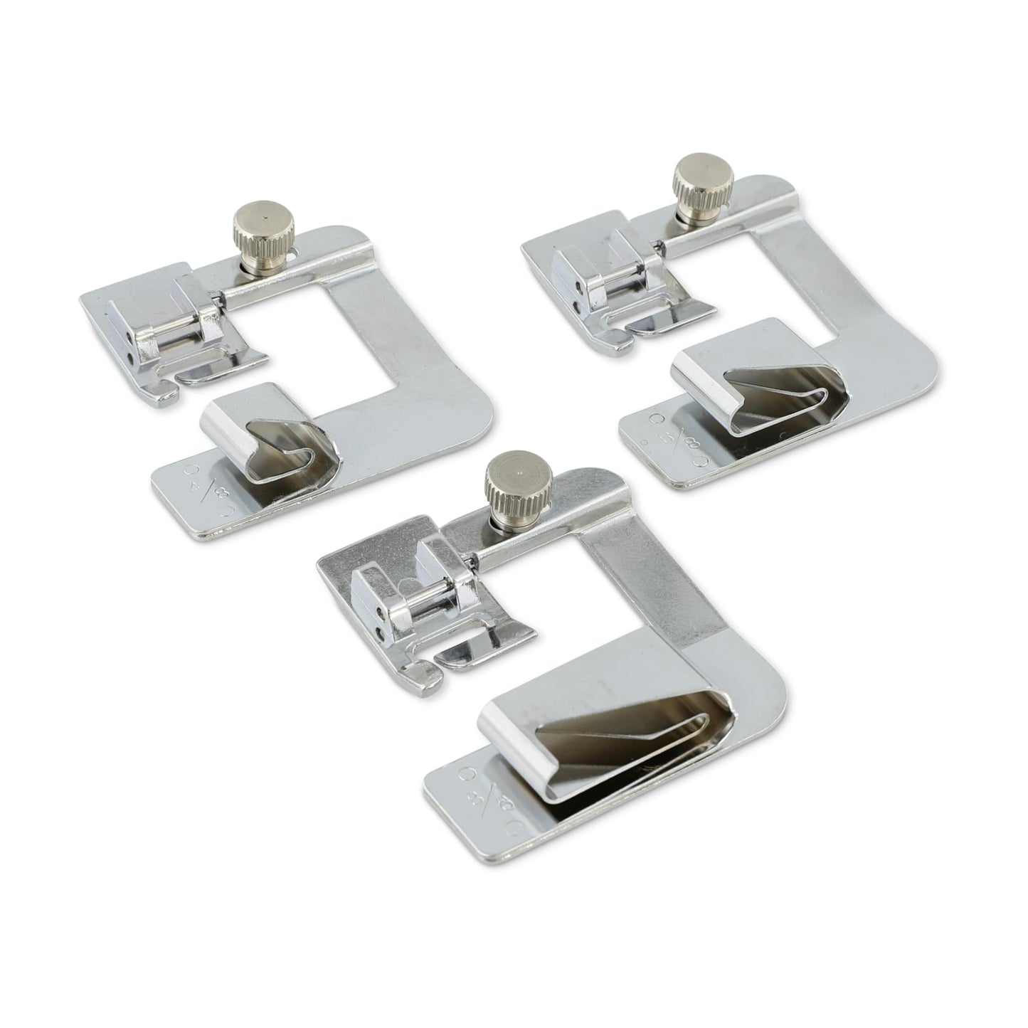 Madam Sew Rolled Hem Presser Foot Set – 3 Piece Wide Hemming Foot Kit Includes 1/2”, 3/4" & 1” Presser Feet – Rolled Hem Foot Compatible with Most Models of Singer, Brother, Babylock, Euro-Pro, Janome
