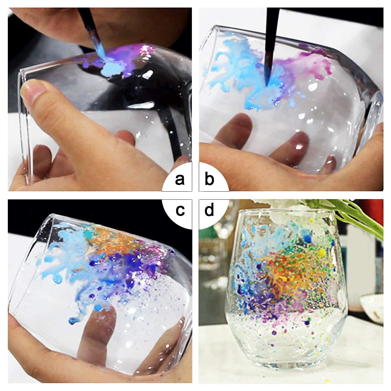 Magicdo Stained Glass Paint Kit with Palette,Transparent Glass Window Paint Acrylic Paint Set Great for Wine Bottle, Light Bulbs, Ceramic (12 Colors x 12ml)