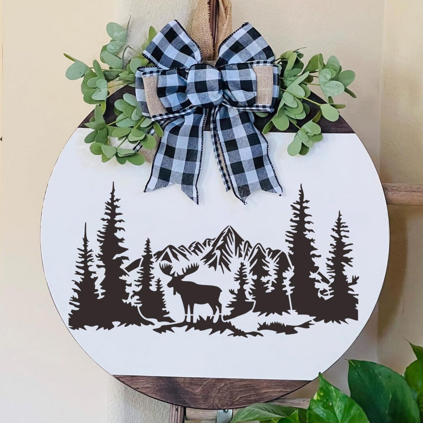 Pine Tree Stencils Animal Stencils Wood Burning Stencils Patterns Forest Mountain Stencil Reusable Tree Deer Bear Drawing Templates for Painting on Wood Wall Fabric Decor