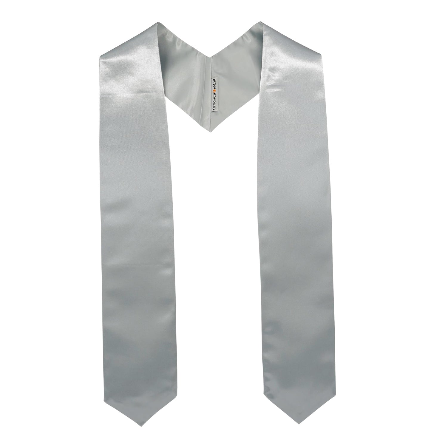 GraduationMall Unisex Adult Plain Graduation Stole 60" Silver