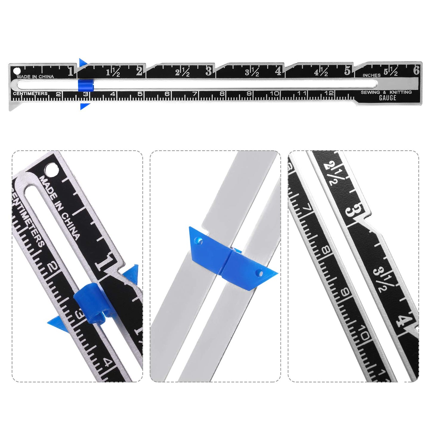 3 Pieces Sliding Gauge Measuring Sewing Tool Set Measuring Sewing Gauge 5-in-1 T-Shaped Sliding Gauge Ruler Fabric Quilting Ruler for Beginner Knitting Crafting Sewing Supplies
