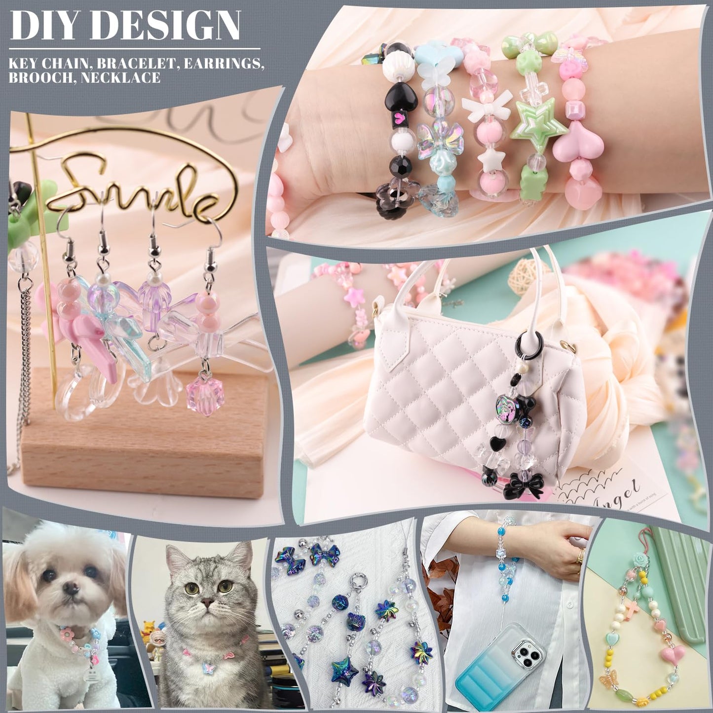 TINKRSTUFF Assorted 170-230PCS Black Acrylic Beads for Bracelet Making, Flower Bow Butterfly Candy GummyBear Aesthetic Bracelet Charms,Cute Beads for Jewelry Making DIY Necklace Keychain Phone Charm