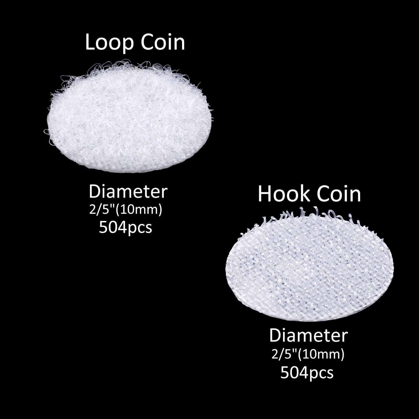 JANYUN 1008pcs Self Adhesive Dots,2/5" 10mm Diameter Sticky Dots Back Dots Hook and Loop Tapes White Classroom Office Home
