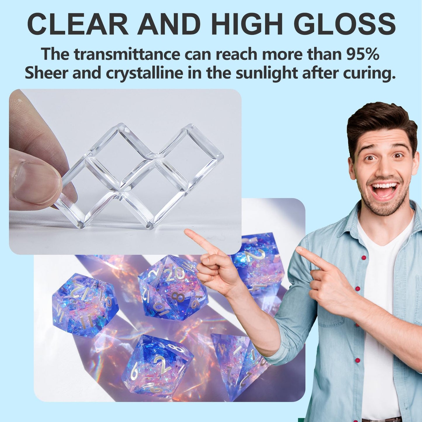 UV Resin, 1000g High Gloss Clear Solar Cure Sunlight Activated Glue Hard UV Resin Kit for Jewelry Making, Casting, Coating & DIY Crafts