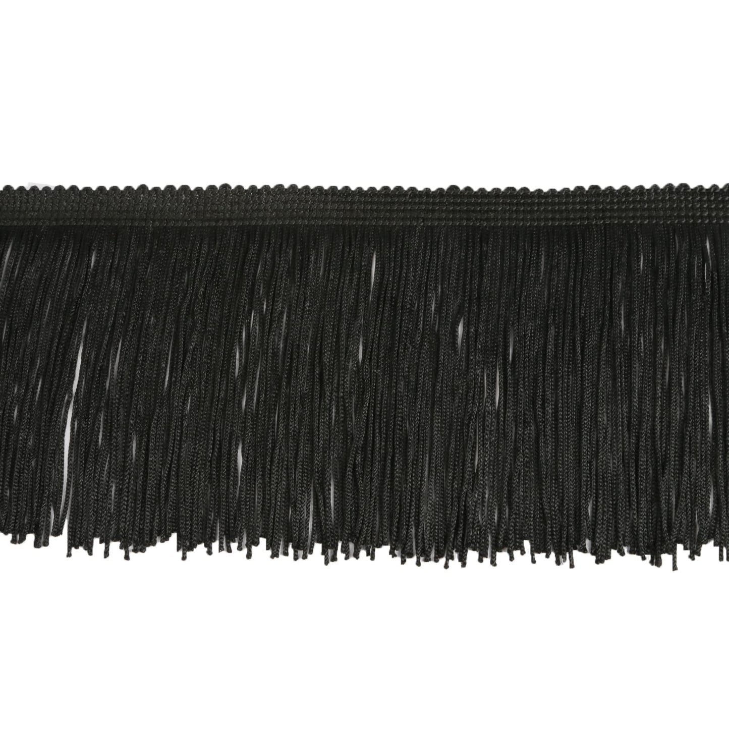 HedongHexi Chainette Fringe Trim 5 Yard x 4 Inches Fabric Trims Tassel Sewing for DIY Decoration Clothes Accessories Latin Wedding Dress (Black, 4"-5Yards/R)