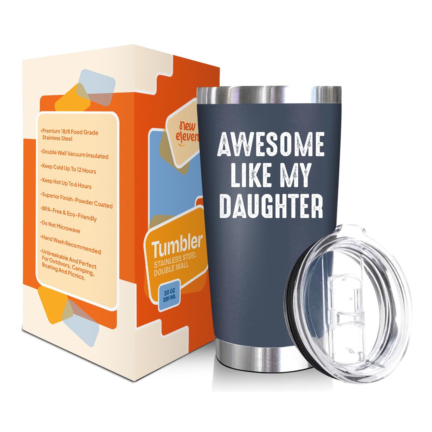 NewEleven Fathers Day Gift For Dad - Cool Dad Gifts From Daughter - Unique Birthday Present Ideas For Father, Husband, Bonus Father, Step Papa, New Papa From Daughter - 20 Oz Tumbler