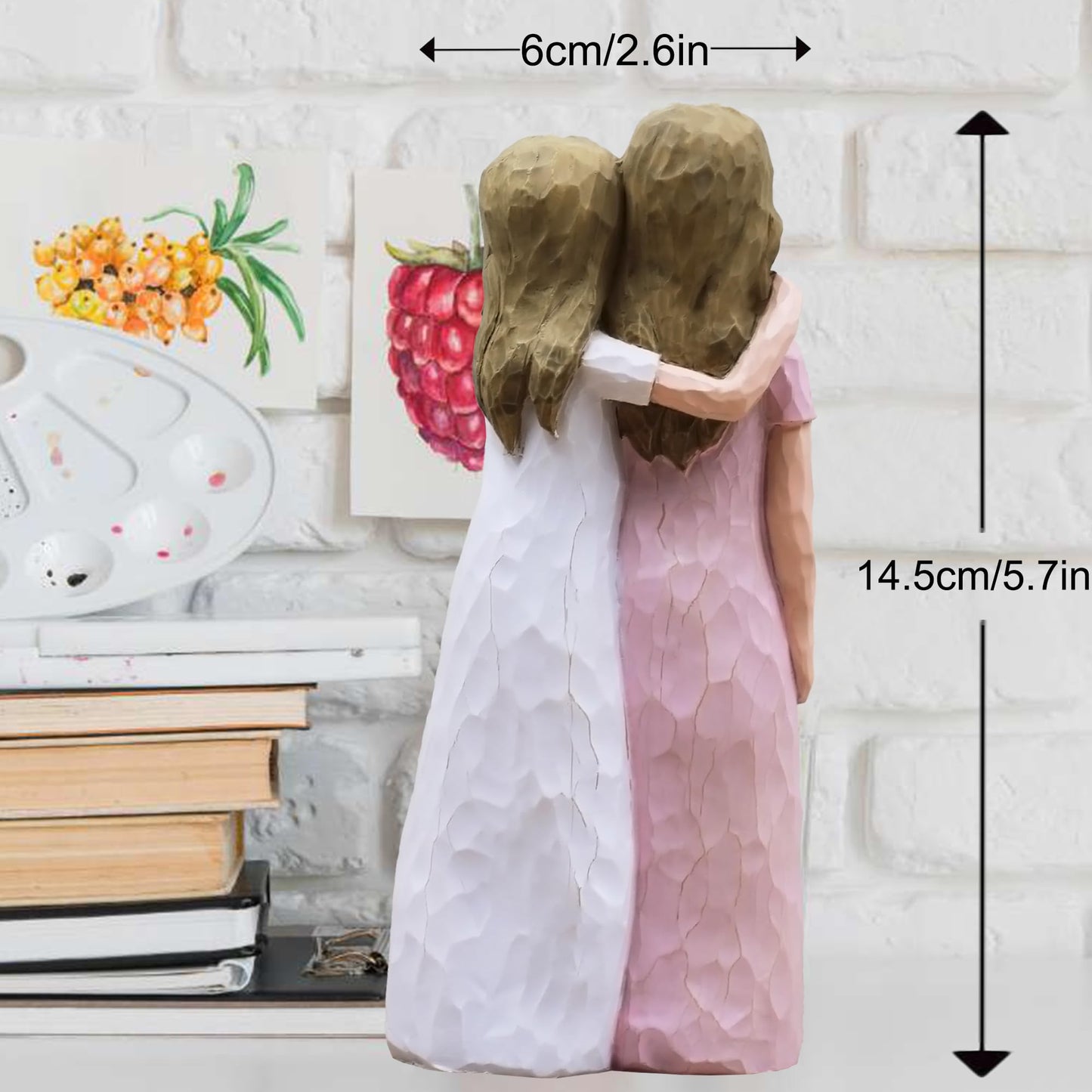 AcowSpt Mother Daughter Gift, Birthday Gifts for Mom from Daughter, Sculpted Hand-Painted Figurine (Pink)