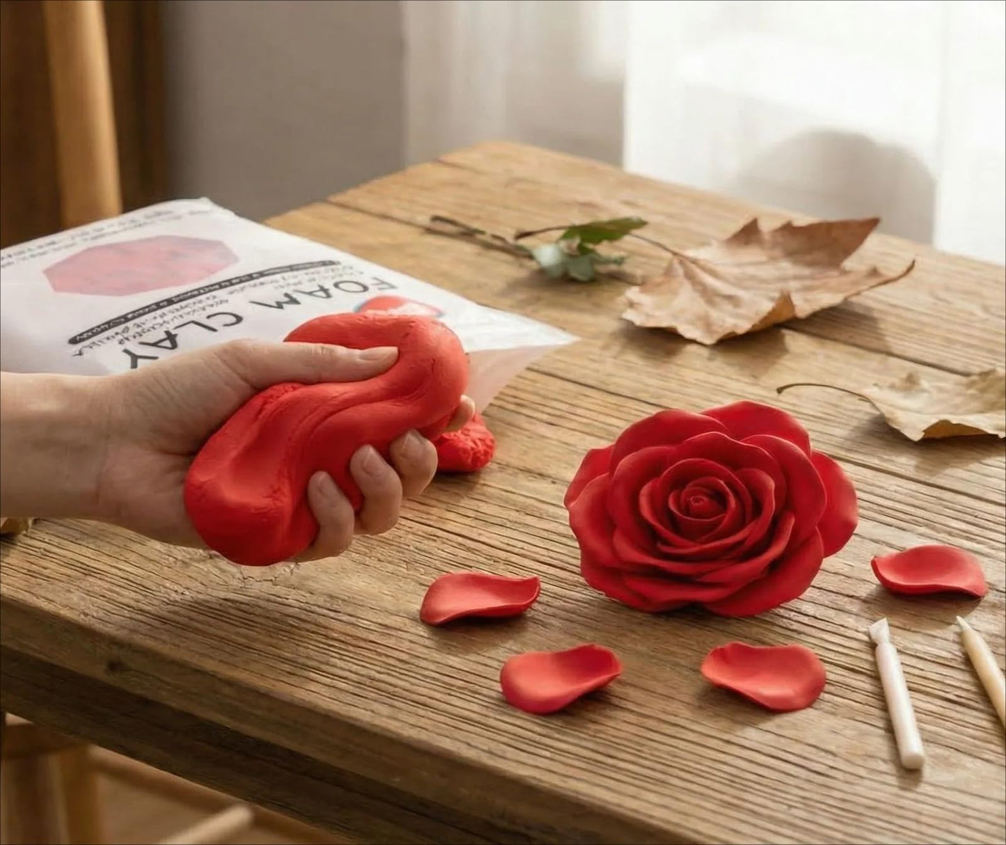BOHS Red Modeling Foam Clay - 1.1 Lbs, Squishy,Soft, Air Dry -for Flower Mirror,Cosplay,Fake Bake, Slime Supplies-500g