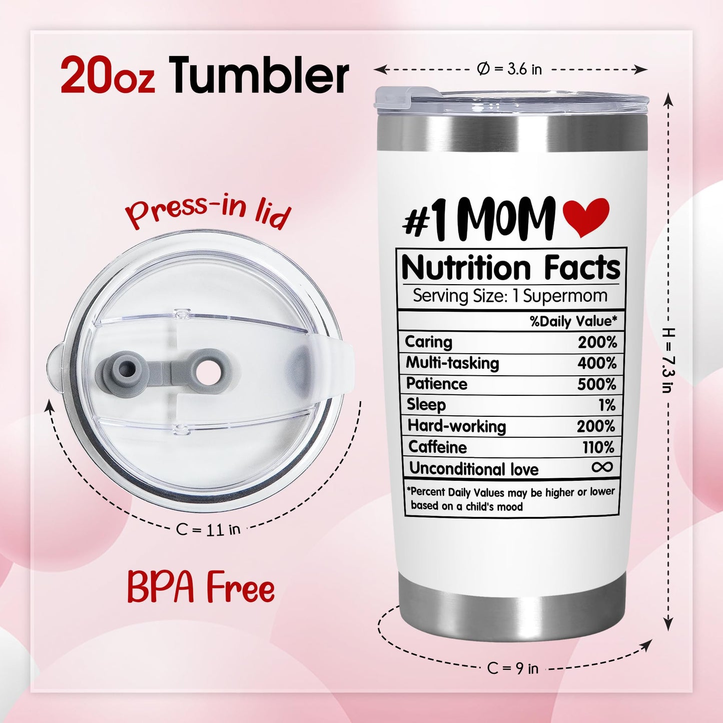 Mothers Day Gifts For Mom From Daughter Son - 20 Oz Stainless Steel Insulated Coffee Tumbler With Lid - Mom Birthday Gifts For Women Mama Stepmom Mother-In-Law Grandma