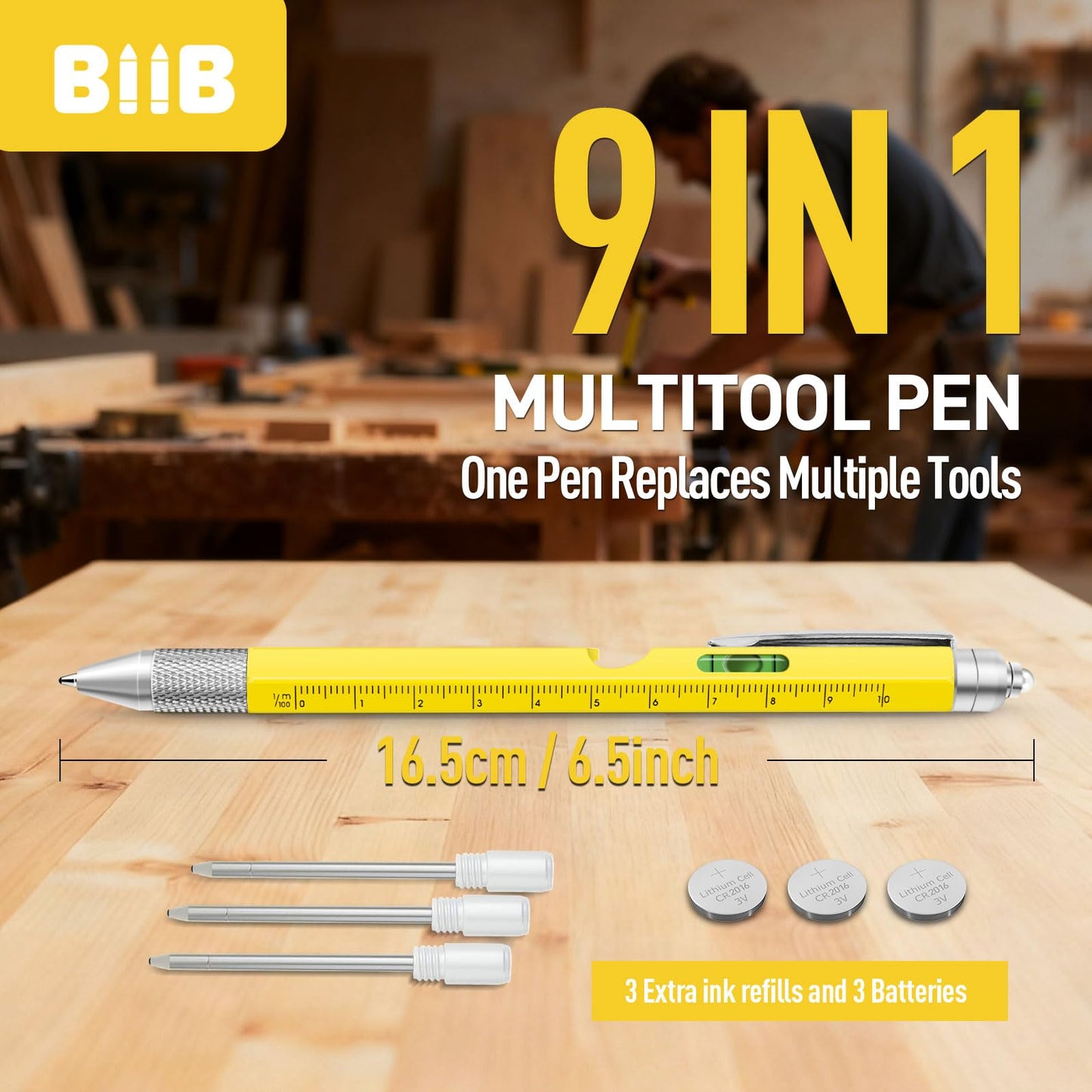 BIIB Fathers Day Gift for Husband Dad, 9 in 1 Multitool Pen Gifts for Men, Personalized Fathers Day Gift Idea for Grandpa, Anniversary Birthday Graduation Gifts for Men Him, Tools Cool Gadgets