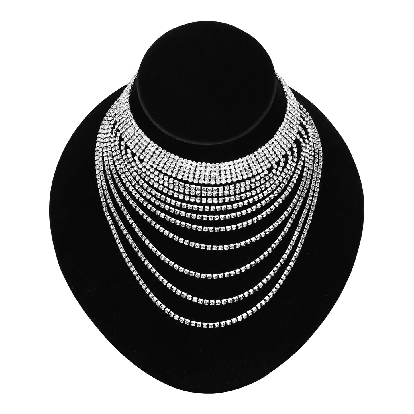 MOOCA Black Velvet Lay Down Necklace Bust Display Jewelry Display Necklace Chain Jewelry Bust Holder Stand, 2 Pcs, Black Velvet