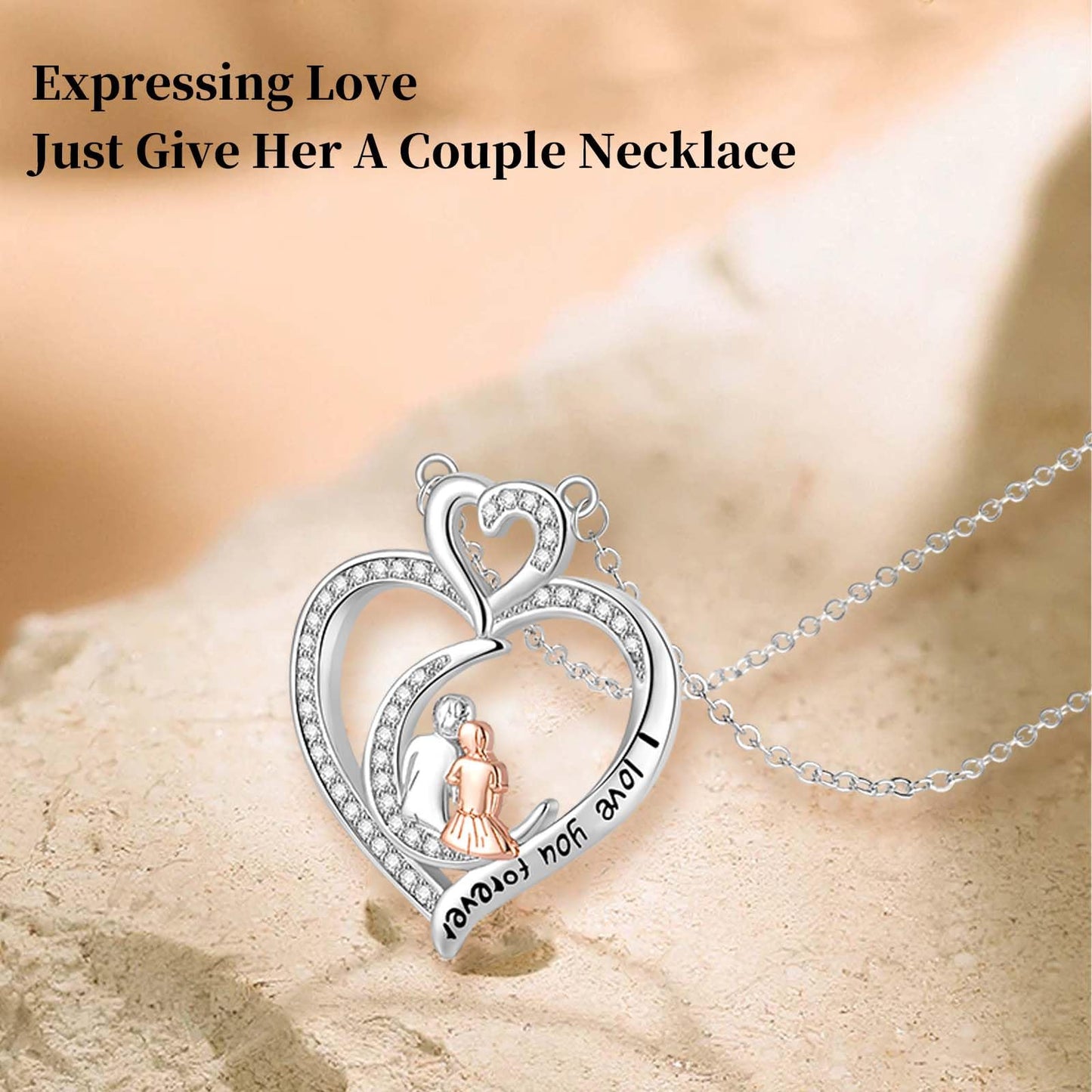 GemJelry Mothers Necklace Gifts for Mom from Daughter Son, I Love You Mom Necklace Heart Pendant Rhinestone Jewelry with Box Birthday Mothers Day Gifts for Women
