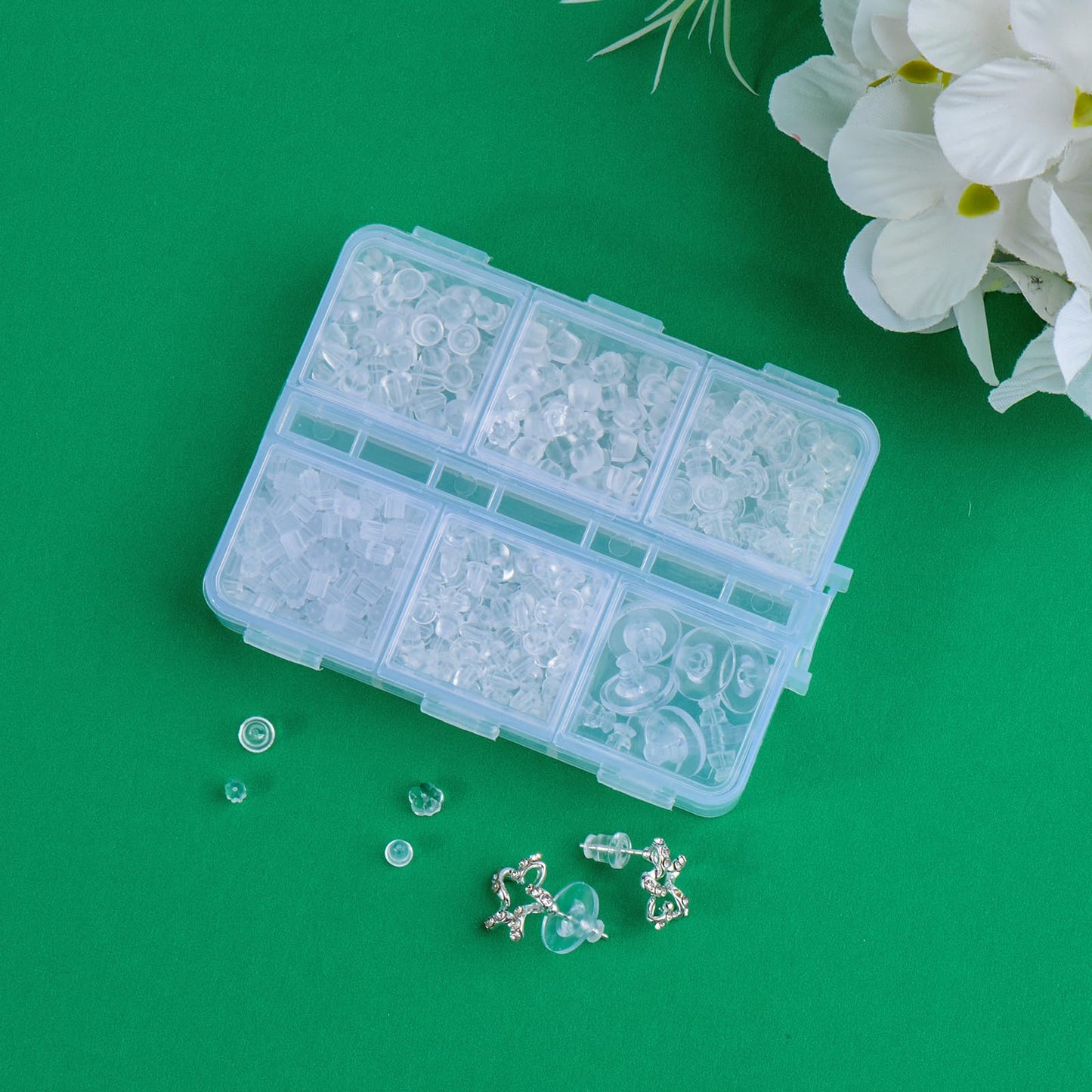 6 Styles Silicone Earring Backs for Studs/Droopy Ears/Heavy Earring, 600 Pcs Clear Soft Hypoallergenic Plastic Rubber Backs Replacements Backings Clutch Stoppers Kits
