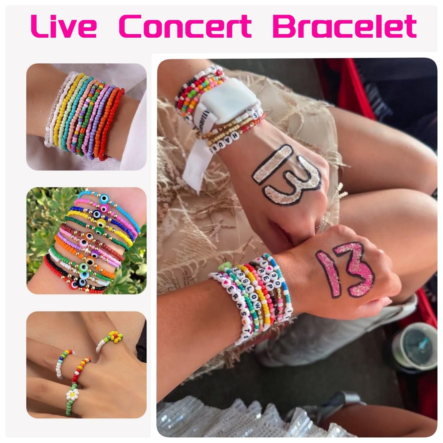 Friendship Bracelet Kit 3mm Seed Beads, 30000 Pcs 8/0 Glass Seed Beads 96 Colors Small Beads Bulk with Letter Bead Charms for Jewelry Making Girls Rings Necklaces Waist Chain DIY Craft Gift