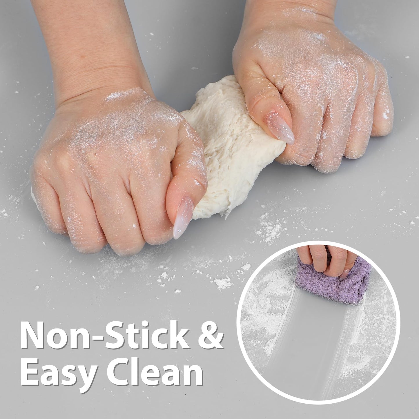 Super Kitchen Extra Large Multipurpose Silicone Nonstick Baking Mat, Pastry Mat, Heat Resistant Nonskid Table Mat, Countertop Protector, 23.4'' By 15.6''(Cool Gray)
