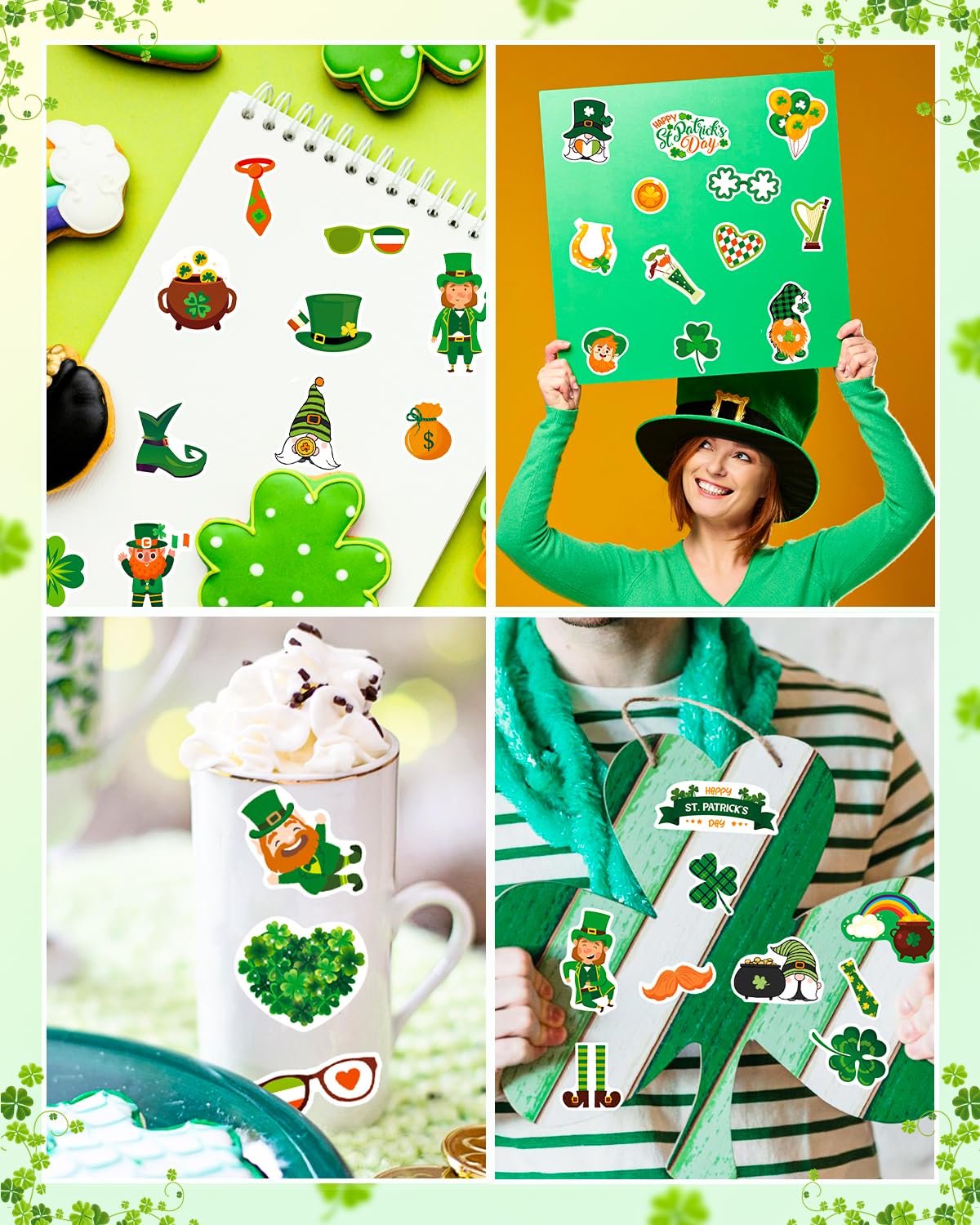 24 Sheets St Patricks Day Stickers for Kids Irish Day Stickers Accessories for Party Favor Crafts Supplies Decoration