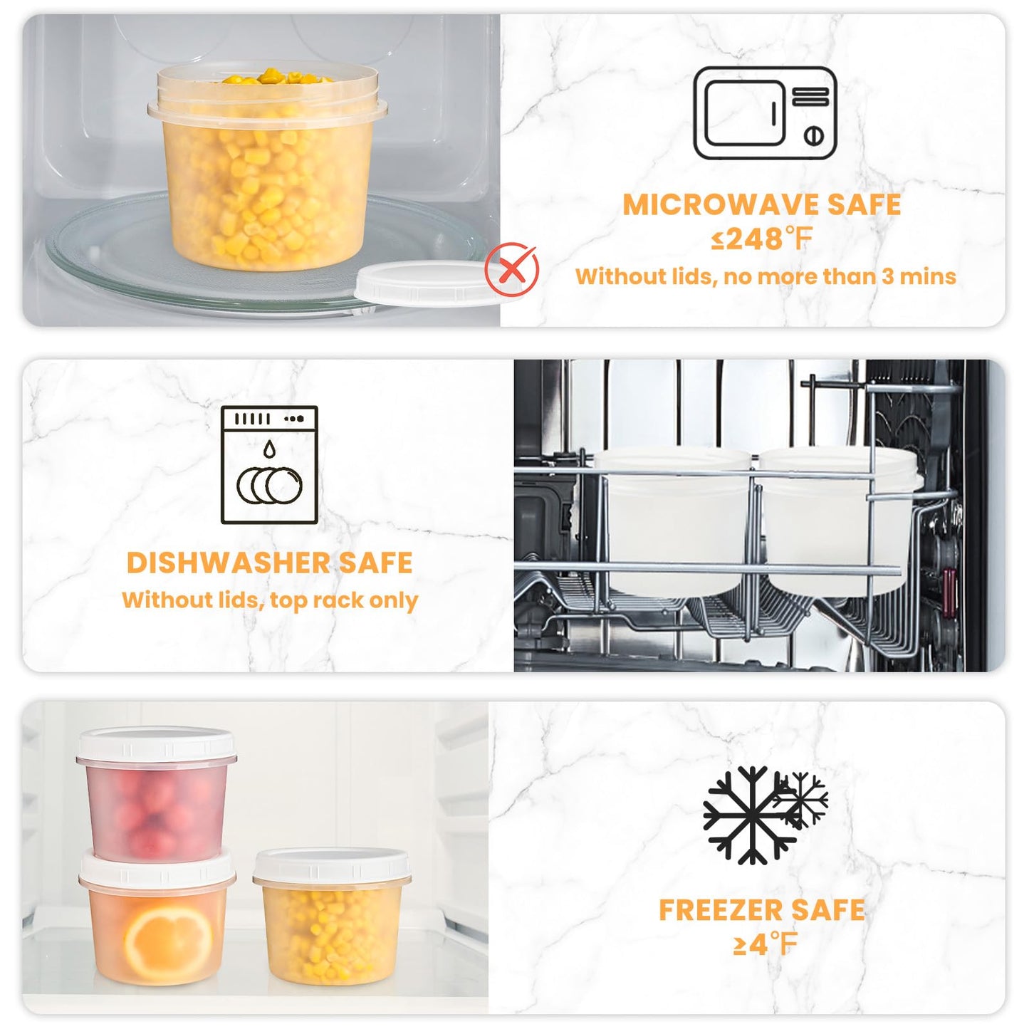 TUZAZO 20 Oz Food Storage Containers with Screw Lids, 6-Count Reusable Small Plastic Soup Containers for Portion and Meal Prep | Microwave-, Freezer-, Dishwasher-Safe | BPA Free
