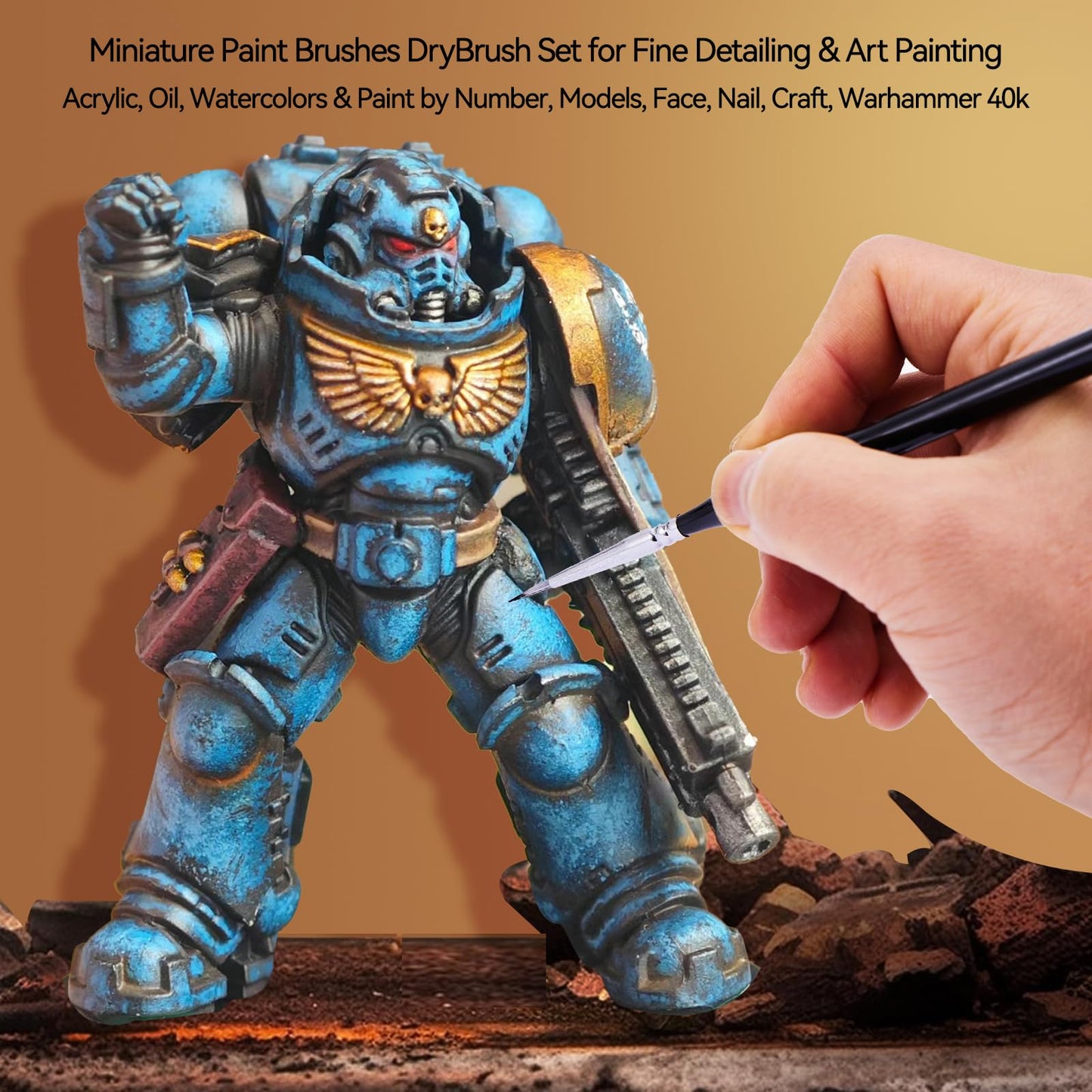 PANDAFLY Detail Paint Brushes Set, 15pcs Miniature Brushes for Fine Detailing & Art Painting - Acrylic, Oil, Watercolors & Paint by Number, Models, Face, Nail, Craft, Warhammer 40k