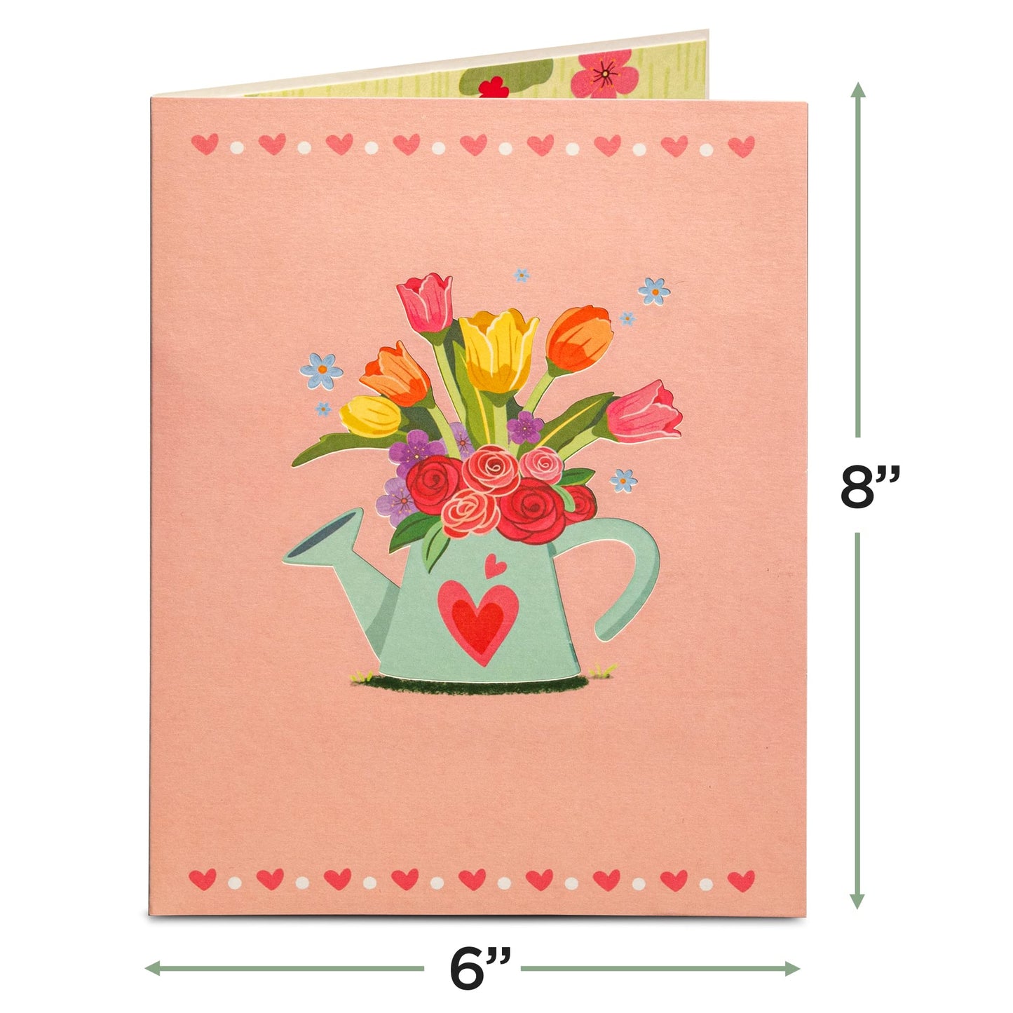 Paper Love Frndly Pop Up Valentine's Day Card, Flower Stand, Handmade 3D Popup Cards, 100% Recycled and Eco-Friendly, 8" x 6" Cover - with Removable Note Tag