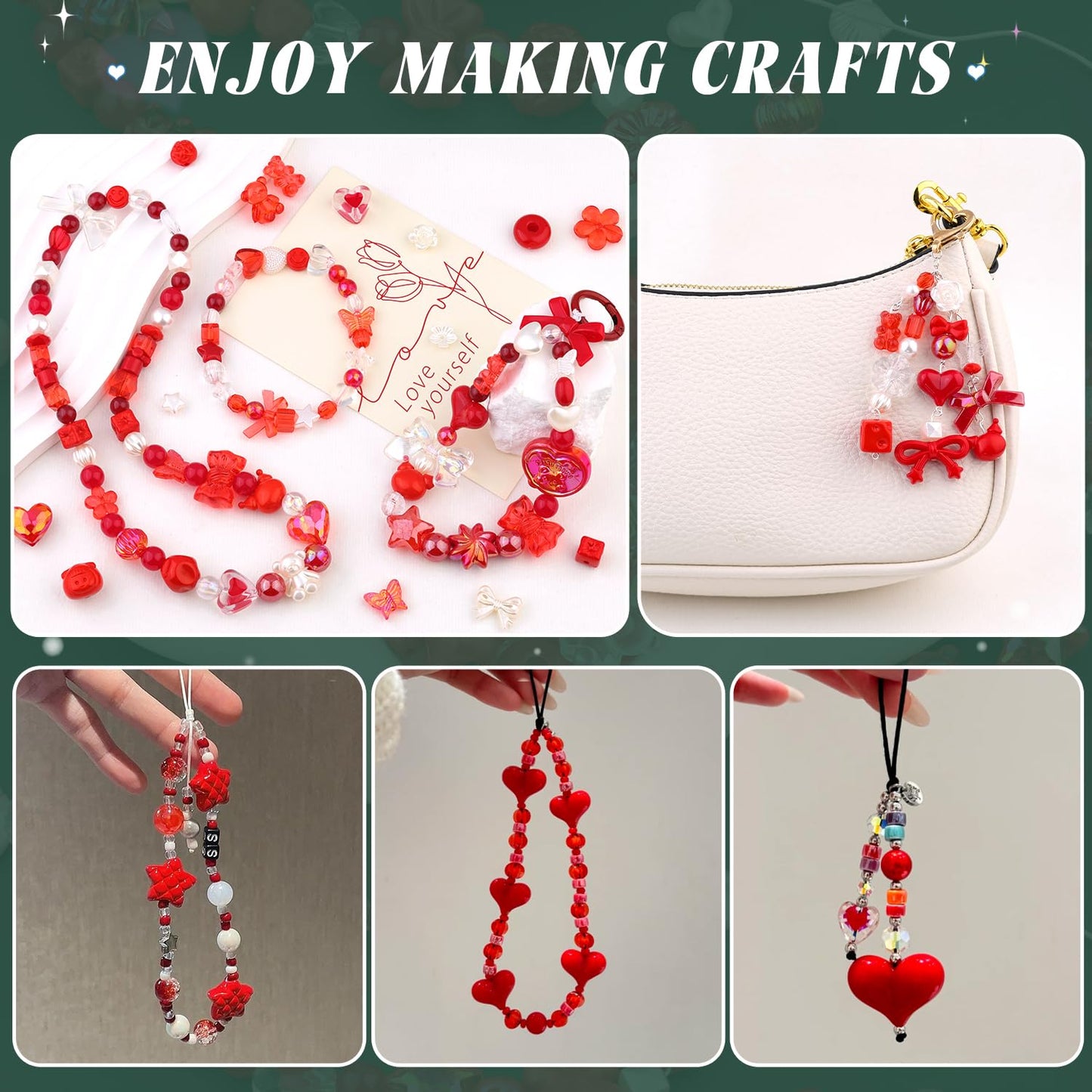 TINKRSTUFF Assorted 170-230PCS Red Acrylic Beads for Bracelet Making, Flower Bow Butterfly Candy GummyBear Aesthetic Bracelet Charms,Cute Beads for Jewelry Making DIY Necklace Keychain Phone Charm