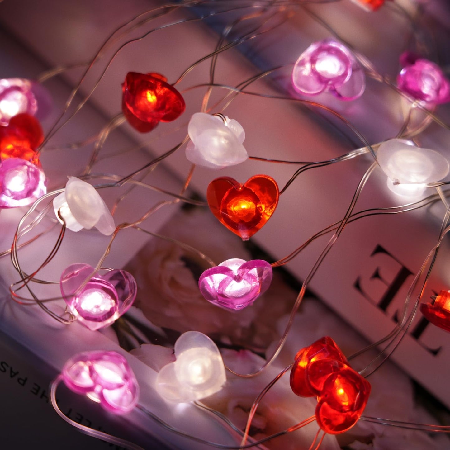 Valentine's Day Decorations Heart String Lights 10FT 30 LED Battery Powered, Heart Fairy Lights Romantic Decor for Home Bedroom Gift Party Christmas