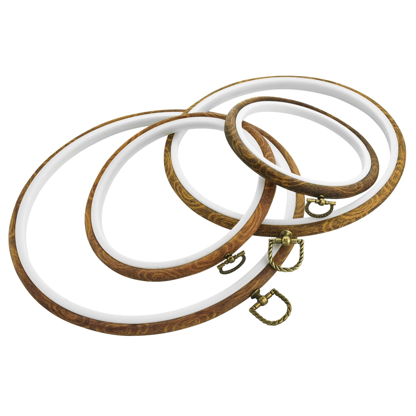 Embroidery Hoop Frames by Celley, Vintage Imitated Wood Design, Sizes from 5.5 Inches to 10.2 Inches, 4 Pcs