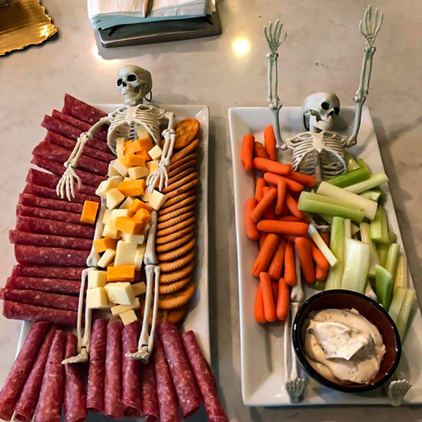 16" Small Skeleton Halloween Decor: Posable Hanging Halloween Skeleton Decorations Mini - Poseable Joints Skeleton Plastic Full Body for Indoor Outdoor, 2 Packs