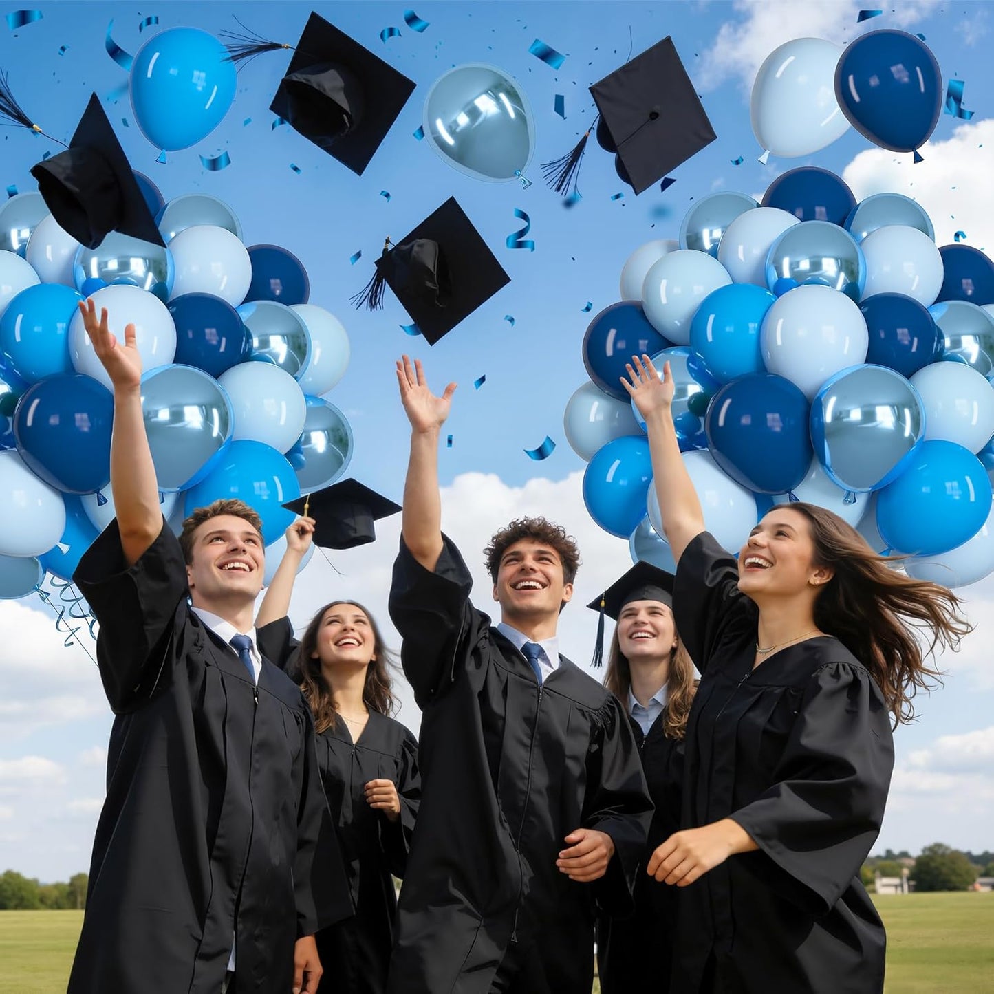 Life 71pcs Blue Balloons Set, 12 inch Metallic Pearl Light Navy Pastel Blue Latex Balloons for Birthday Wedding Bridal Baby Shower Graduation Party Decorations