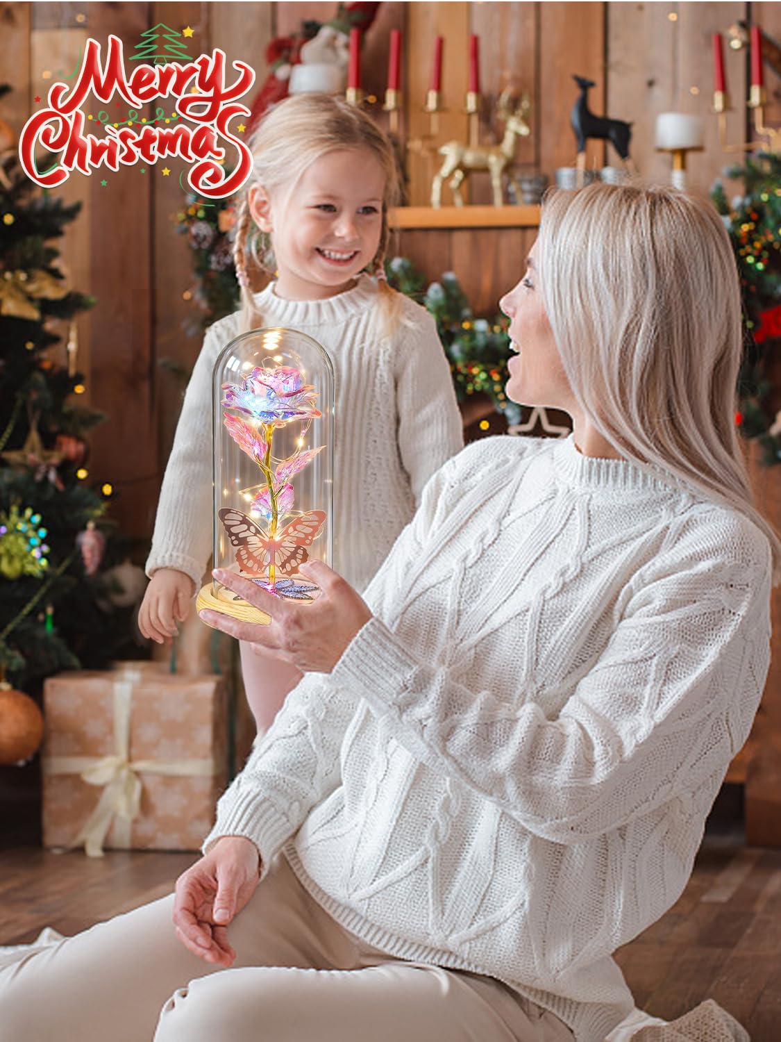 Beferr Mothers Day Rose Gifts for Mom Galaxy Glass Roses Preserved Forever Flowers for Delivery Light Up Rose in Glass Dome Anniversary Birthday Gifts for Women Grandma Wife Her Daughter Girlfriend