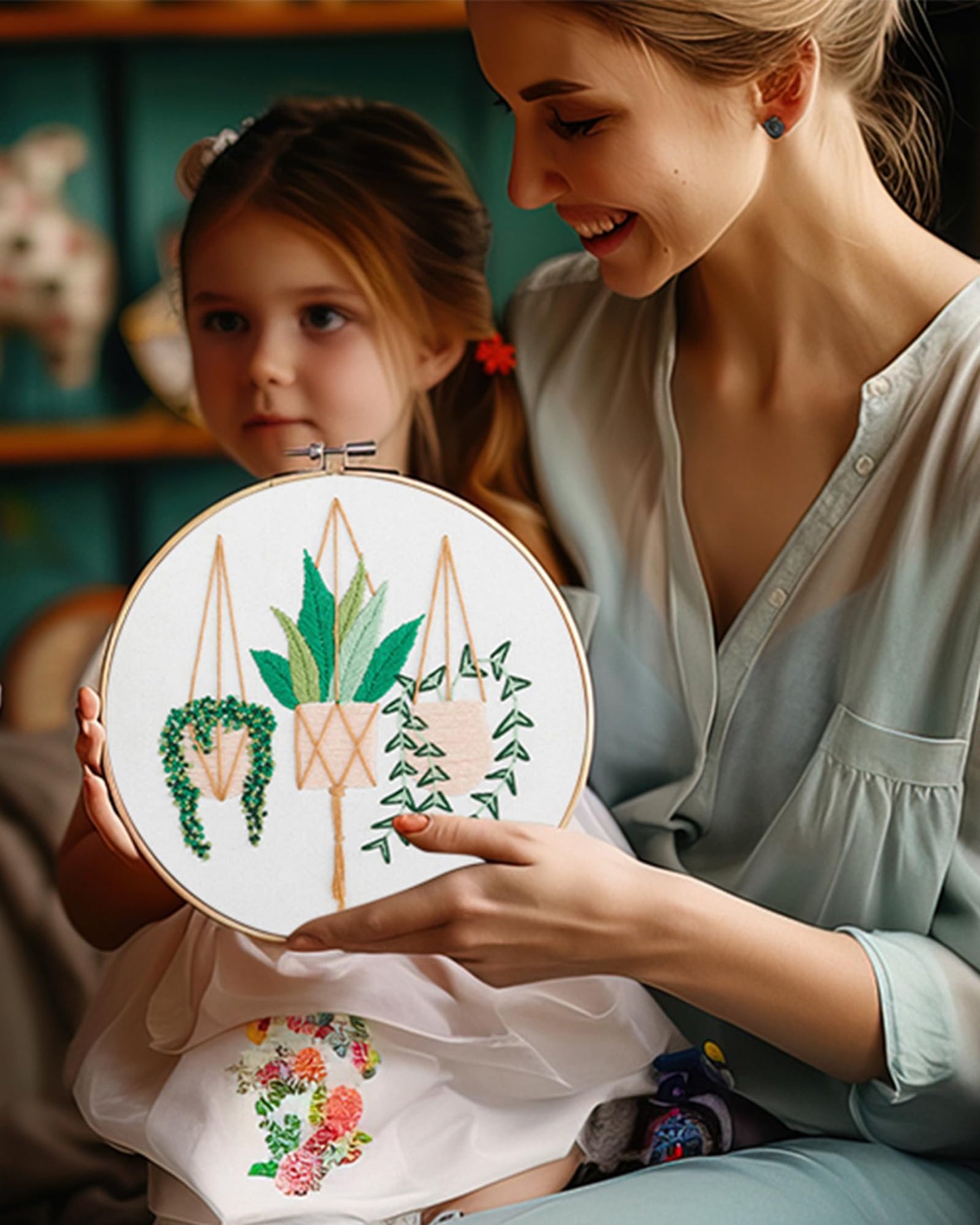 3 Sets Embroidery Kit for Beginners Needlepoint Cross Stitch Kits for Adults,Stitch Learning DIY Sets with Instruction Video,Stamped Floral Patterns,Hoop,Threads,Sewing Hobby