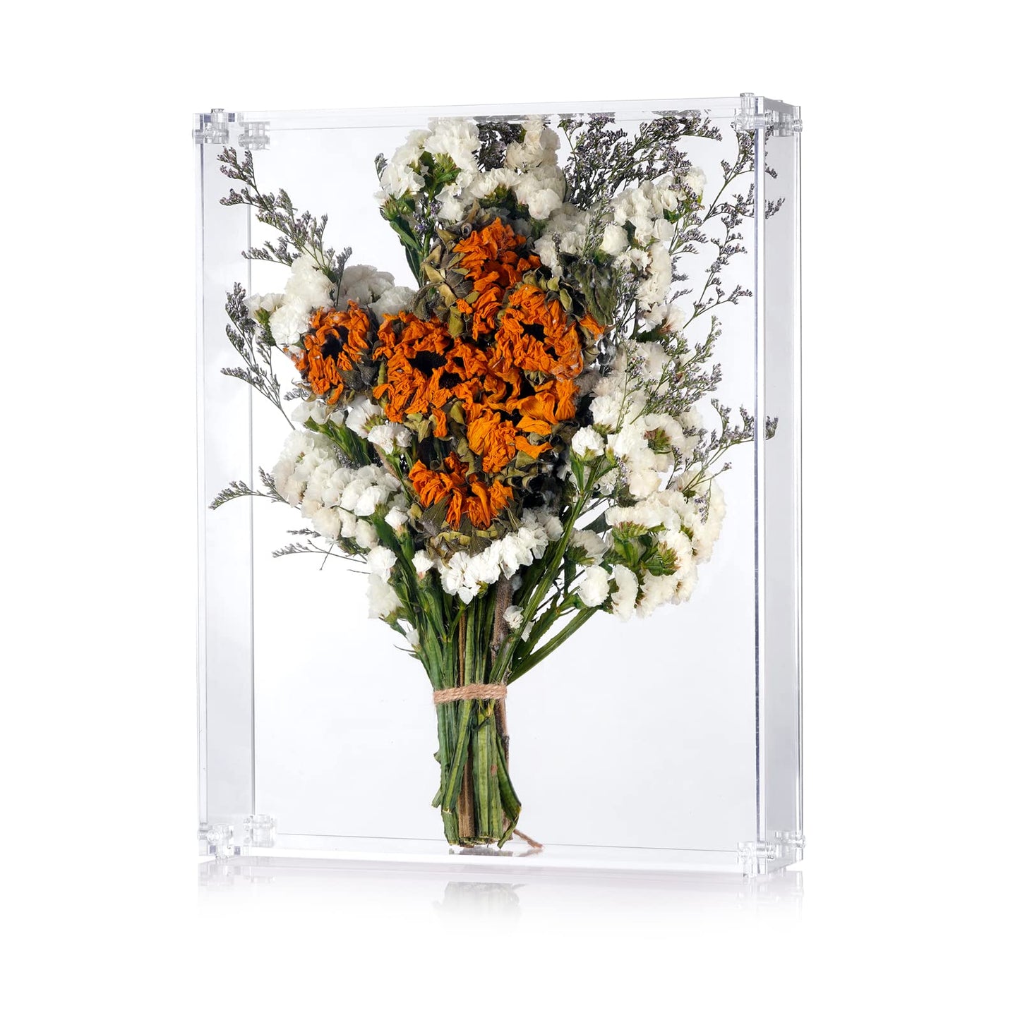 MarccTipton 11x14 Acrylic Shadow Box, Assemble Display Case, DIY Tabletop/Wall Mount Display Frame, All Clear Memory Box for Dried Flowers/Kids Room/Birthday/Wedding(11x14x2.5”, Need to be Assemble)