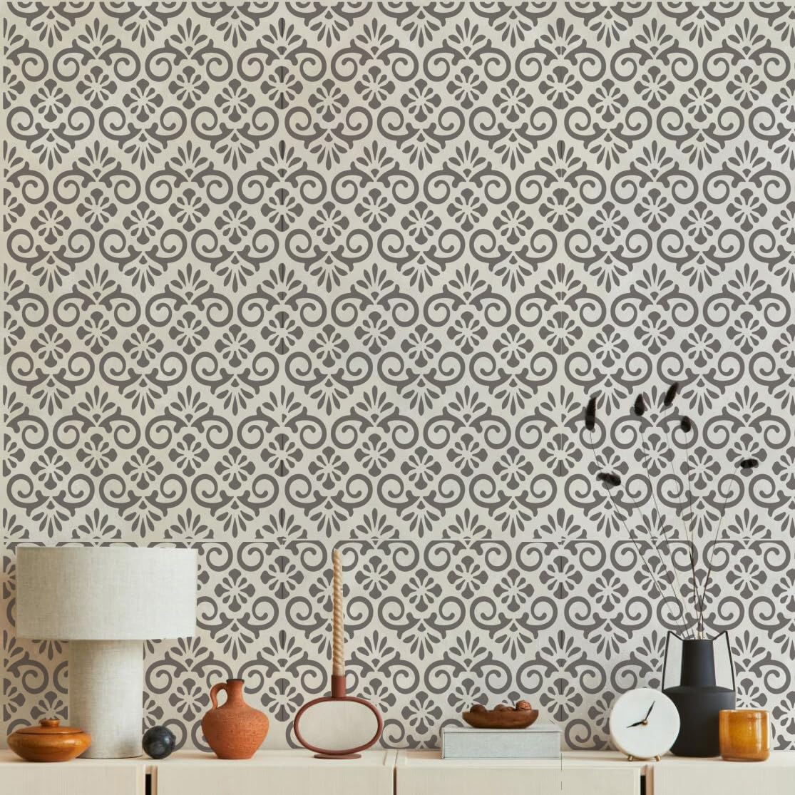 Damask Stencils 6inch Texture Stencils Reusable Layering Stencils Templates for Painting on Wood Furniture Canvas Paper Fabric