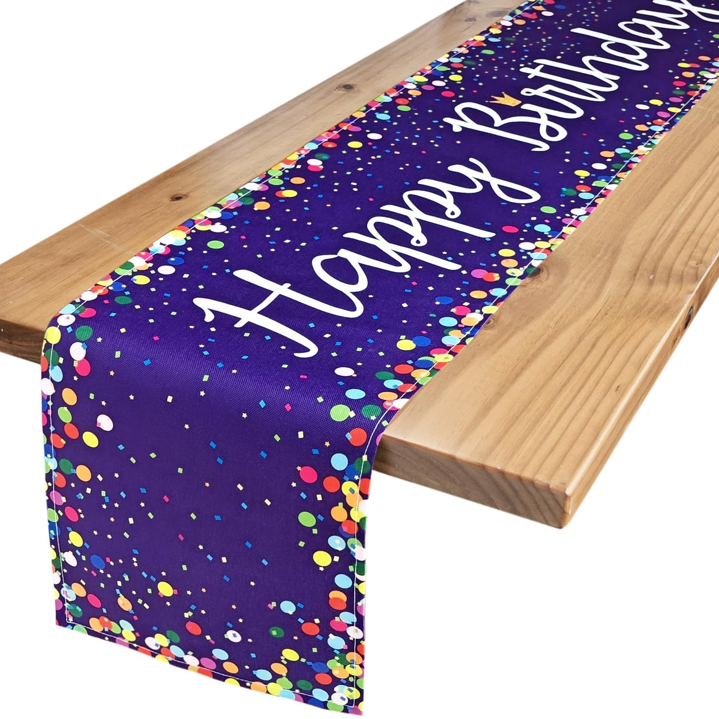 Letjolt Happy Birthday Table Runner Purple Table Runner Celebrate Birthday Party Table Runner 72 Inches, Purple