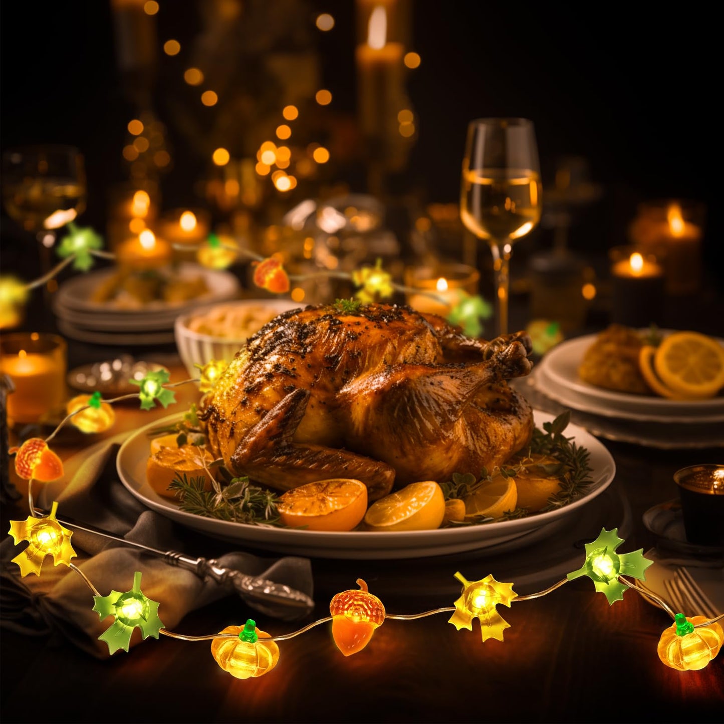 Coquimbo Fall Decorations for Home, 10ft 30 LED Pumpkin Maple Leaf Lights Battery Operated Fairy String Lights Autumn Harvest Table Indoor Outdoor Decor Halloween Thanksgiving Party Decorations Gifts