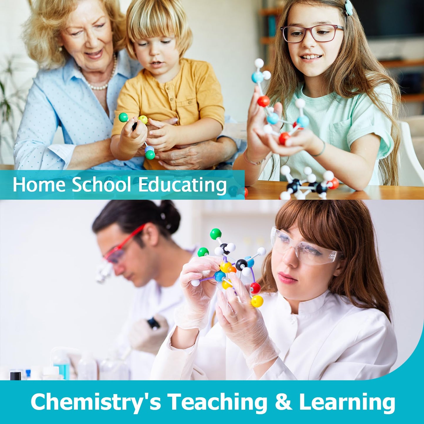 Molecular Model Kit, 124 Pcs Organic Molecular Chemistry Set, Atom Element Model Kit for Lessons in Chemistry, Molecular Structures Building kit, Ochem Science Gift for Teachers and Students
