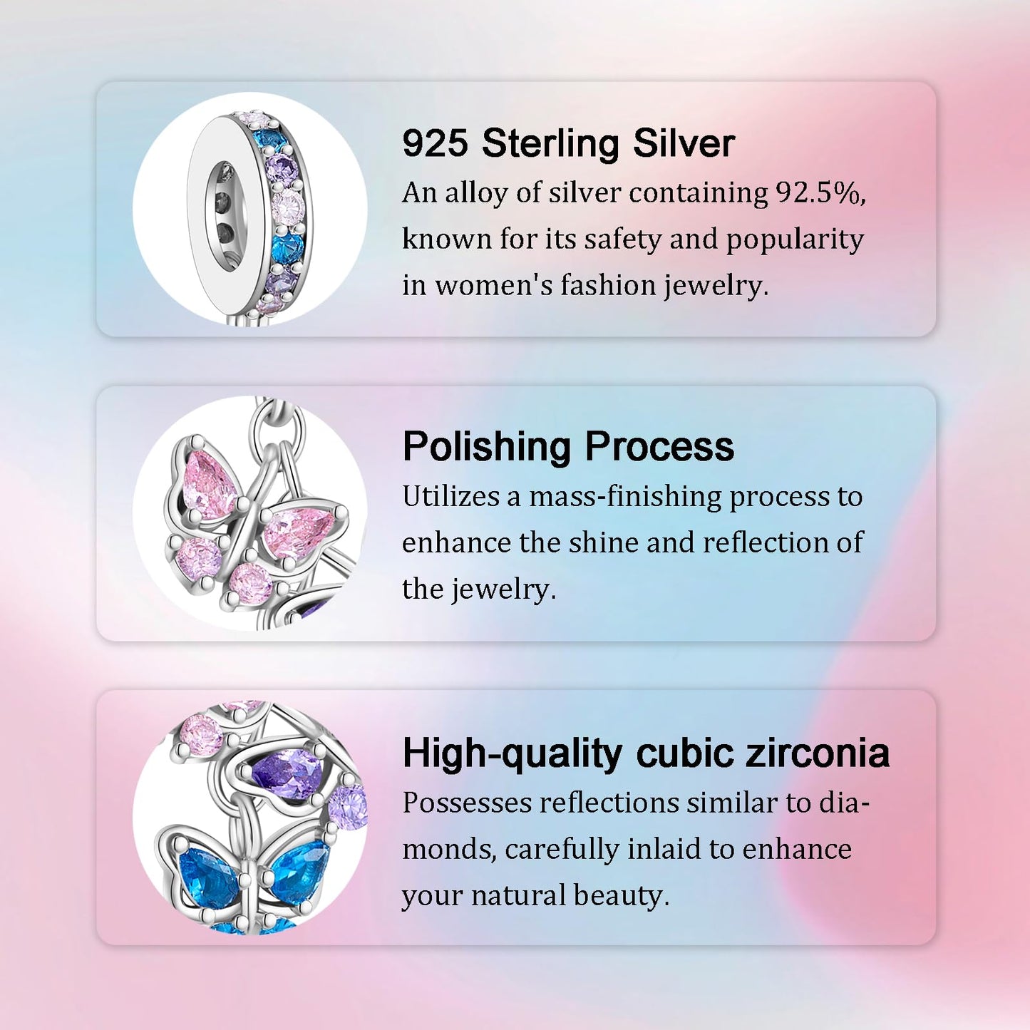 Alstade Flying Butterfly Charm 925 Sterling Silver Charms fits Bracelets and Necklace Pendant Bead Charms Jewelry Present for Women Family Friends