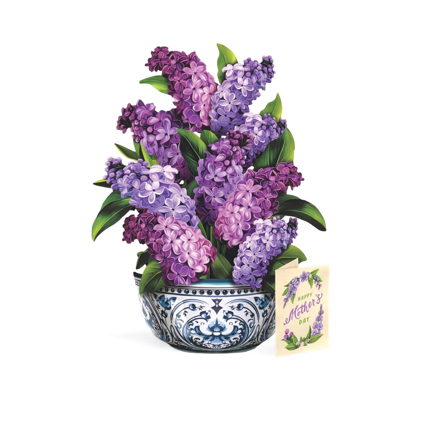 Freshcut Paper Mother's Day Garden Lilacs Pop Up Cards, 12 Inch Life Sized Forever Flower Bouquet 3D Popup Greeting Card, Birthday Cards, Mother's Day Card, Blank Notecard & Envelope