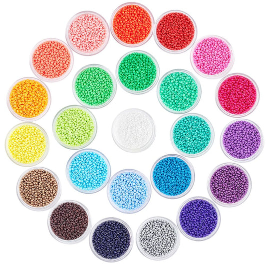 PH PandaHall 24000 Pcs 11/0 Multicolor Beading Glass Seed Beads 24 Colors 2mm Round Pony Bead Mini Spacer Beads with Container Box for Earring Bracelet Necklace Jewelry DIY Craft Making