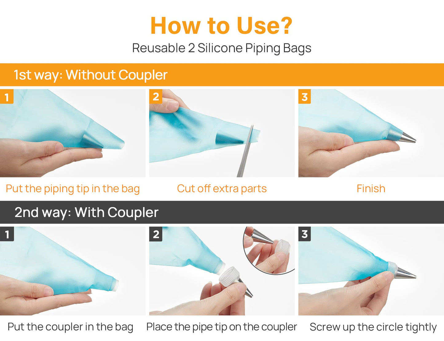 Kootek 42pcs Piping Bags and Tips Set, Cake Decorating Supplies Kits for Baking with 30 Numbered Frosting Icing Tips, 2 Reusable Pastry Bags, Easy Carry Storage Box and Other Baking Tools