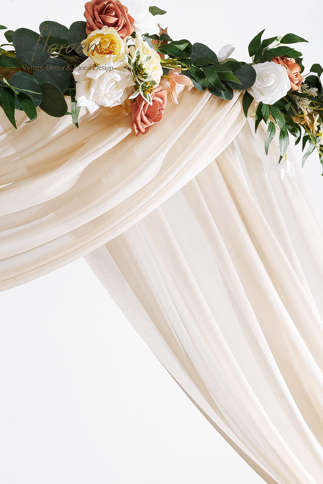 Wedding Arch Draping Fabric 2 Panels 20Ft Nude Chiffon Fabric Drapes Arbor Drapery Wedding Ceremony Reception Swag Decorations