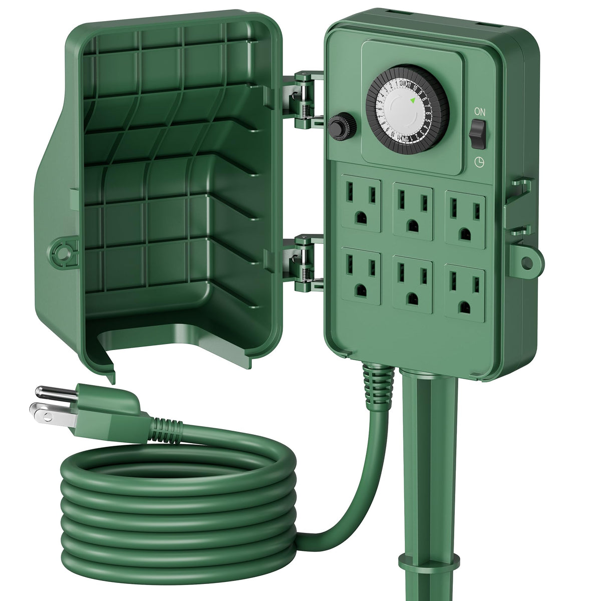 BN-LINK Outdoor Power Stake Timer, 24-Hour Mechanical Timer, 6 Outlets
